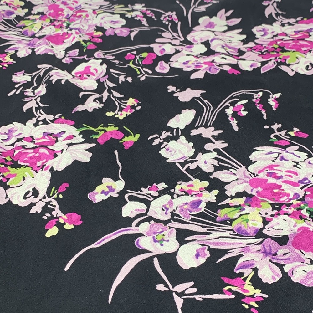 Jones New York 100% Silk Floral Maxi Skirt Black Pink  Size 8 Cottagecore - Picture 3 of 6